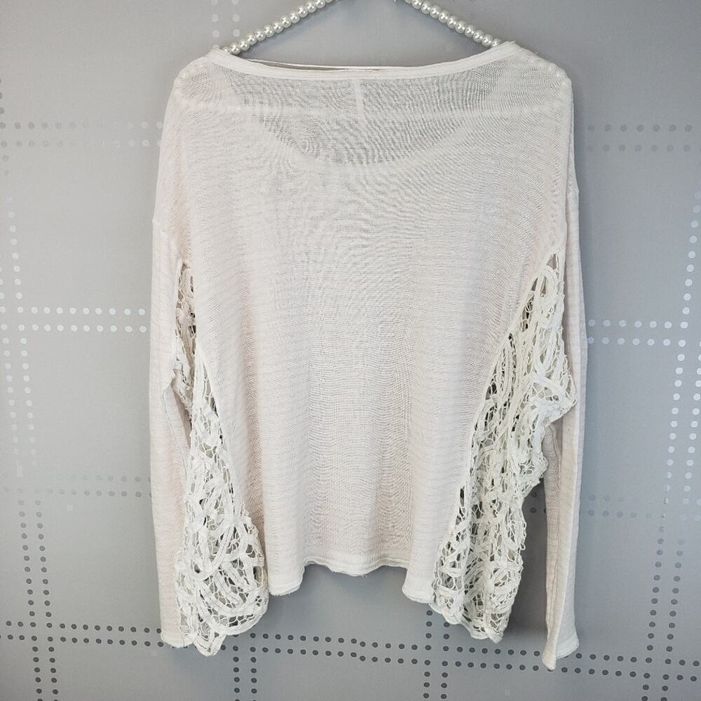 Free‎ People Pink Striped Top with Lace sides panel SZ S - Picture 5 of 8